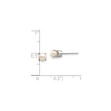 14k White Gold Pearl Stud Earrings, Round Cultured Pearls in Classic Prong Setting