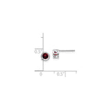 14k White Gold Stud Earrings with Garnet, Bezel Set Minimalist Design