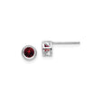 14k White Gold Stud Earrings with Garnet, Bezel Set Minimalist Design