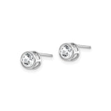 14k White Gold Stud Earrings with White Topaz, Bezel Set Round 4mm Minimalist Design