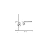 14k White Gold Stud Earrings with White Topaz, Bezel Set Round 4mm Minimalist Design