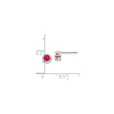14k White Gold Ruby Stud Earrings, Round Bezel Set, Minimalist Modern Design for Women