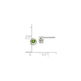 14k White Gold Stud Earrings with Round Peridot, Modern Minimalist Design for Women