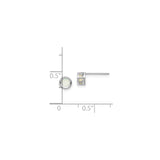 14k White Gold Opal Stud Earrings, Round Bezel Set, Minimalist Dainty Design for Women