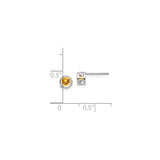 14k White Gold Bezel Set Citrine Stud Earrings for Women, Round Yellow Gemstone Minimalist Studs, Modern Everyday Earrings, Elegant November Birthstone Jewelry, Fine Gold Earrings, Small Design