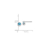 14k White Gold Stud Earrings with Swiss Blue Topaz, Bezel Set Minimalist Design