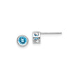 14k White Gold Stud Earrings with Swiss Blue Topaz, Bezel Set Minimalist Design