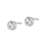 14k White Gold Stud Earrings with White Topaz in Bezel Setting, Minimalist Open-Side Design