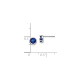 14k White Gold Sapphire Stud Earrings, Bezel Set Round Minimalist Design for Women