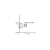 14k White Gold Stud Earrings with Round Synthetic Opal, Bezel Set Minimalist Design