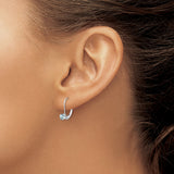 14k White Gold Leverback Earrings with Aquamarine in Prong Setting