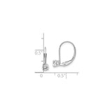 14k White Gold Leverback Earrings with White Topaz, Solitaire Prong Setting