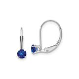 14k White Gold Leverback Drop Earrings with Sapphire, Minimalist Dangle Design for Women