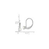 14k White Gold Leverback Earrings with Natural Opal, Minimalist Drop Design