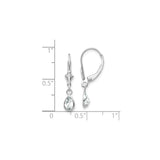 14k White Gold Dangle Earrings with Pear Shaped White Topaz in Bezel Setting, Leverback Design