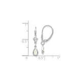 14k White Gold Opal Teardrop Dangle Earrings, Vintage Floral Design with Leverback Clasps