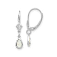 14k White Gold Opal Teardrop Dangle Earrings, Vintage Floral Design with Leverback Clasps