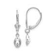 14k White Gold Dangle Earrings with White Topaz, Oval Cut Bezel Set Leverback Design
