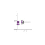 14k White Gold Amethyst Stud Earrings, Oval Purple Gemstone, Classic February Birthstone for Women