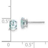 14k White Gold Aquamarine Stud Earrings, Oval Prong Set, Minimalist March Birthstone Jewelry