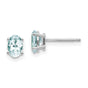 14k White Gold Aquamarine Stud Earrings, Oval Prong Set, Minimalist March Birthstone Jewelry