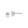 14k White Gold Stud Earrings with White Topaz, Oval Four-Prong Setting, Minimalist Design for Women