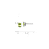 14k White Gold Peridot Stud Earrings, Oval Cut Dainty Birthstone Jewelry for Women