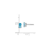 14k White Gold Stud Earrings with Oval Swiss Blue Topaz, Solitaire Minimalist Design