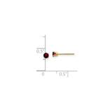 14k Yellow Gold Stud Earrings with Round Garnet, Four Prong Setting, Classic Minimalist Style