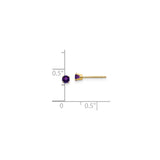 14k Yellow Gold Stud Earrings with Round Amethyst in Classic Four Prong Setting