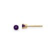14k Yellow Gold Stud Earrings with Round Amethyst in Classic Four Prong Setting