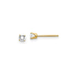 14k Yellow Gold Stud Earrings with White Topaz, Four Prong Setting, Minimalist Style