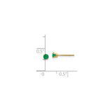 14k Yellow Gold Stud Earrings with Round Emerald in Four-Prong Setting