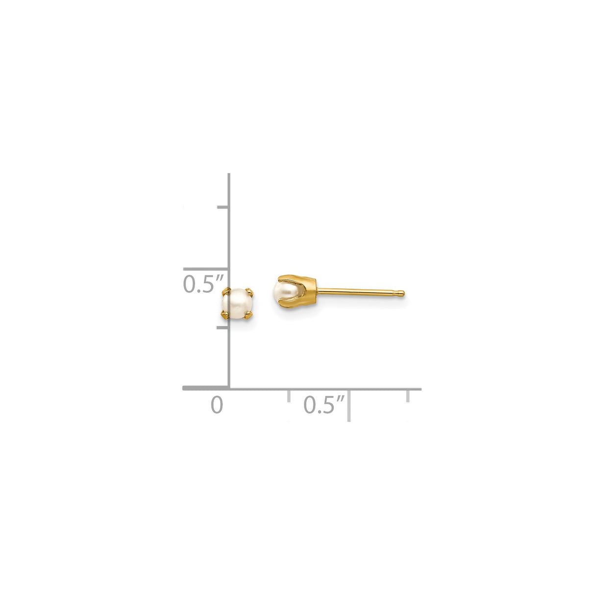 14k Yellow Gold Pearl Stud Earrings with Round Freshwater Cultured Pearls for Women