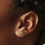 14k Yellow Gold Peridot Stud Earrings, Round Cut August Birthstone, Minimalist Womens Jewelry