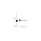 14k Yellow Gold Stud Earrings with Round Sapphire in Four-Prong Setting, Minimalist Design for Women