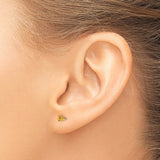 14k Yellow Gold Stud Earrings with Round Cut Citrine in Four Prong Solitaire Setting