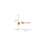 14k Yellow Gold Stud Earrings with Round Cut Citrine in Four Prong Solitaire Setting