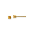 14k Yellow Gold Stud Earrings with Round Cut Citrine in Four Prong Solitaire Setting