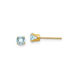 14k Yellow Gold Stud Earrings with Aquamarine, Round Cut, Minimalist Classic Style