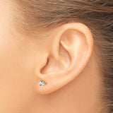 14k Yellow Gold Stud Earrings with Round White Topaz in Classic Four Prong Setting