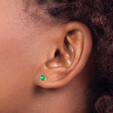 14k Yellow Gold Stud Earrings with Round Emerald, Classic Prong Set May Birthstone Jewelry