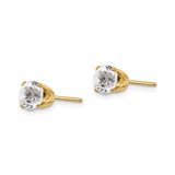 14k Yellow Gold Solitaire Stud Earrings with White Topaz in Four Prong Setting