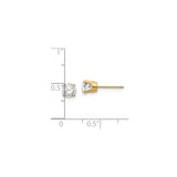 14k Yellow Gold Solitaire Stud Earrings with White Topaz in Four Prong Setting