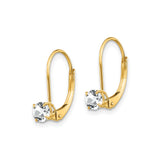 14k Yellow Gold Drop Earrings with White Topaz, Classic Leverback Dangle Design for Women