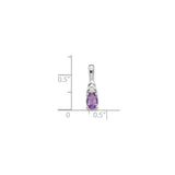 14k White Gold Pendant with Oval Amethyst and Diamond Accent, February Birthstone Jewelry