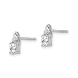 14k White Gold Stud Earrings with Oval White Topaz and Diamond Accent