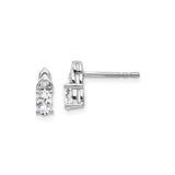 14k White Gold Stud Earrings with Oval White Topaz and Diamond Accent