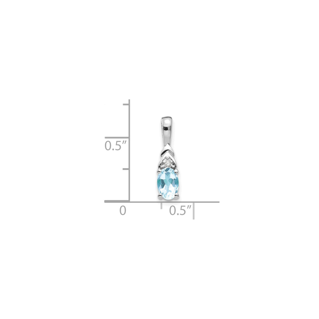 14k White Gold Pendant with Oval Aquamarine and Diamond Accent, Elegant Design for Women