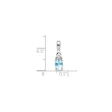 14k White Gold Pendant with Oval Aquamarine and Diamond Accent, Elegant Design for Women